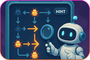 Robot with magnifying glass