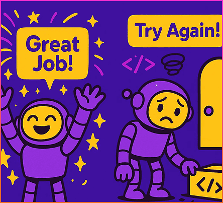 Two robots, one is happy, the other is sad